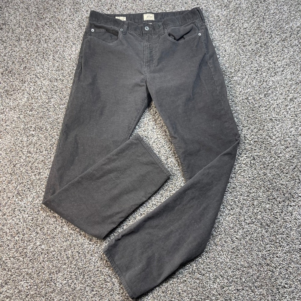 J Crew 770 Men's 32x33‎ Straight Fit Corduroy Pants Charcoal Grey 5-Pocket Cords